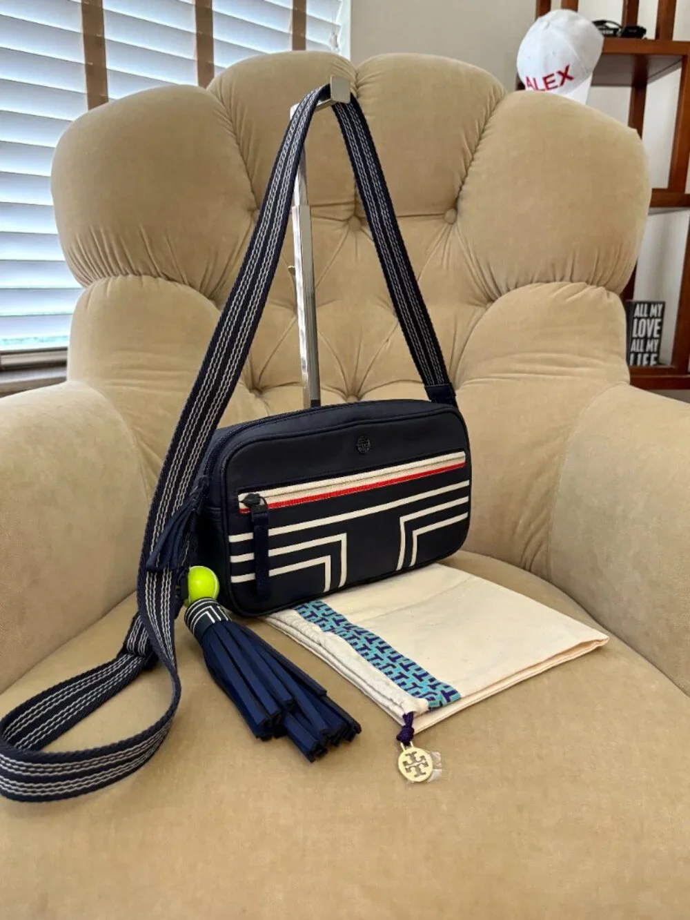 NEW Auth TORY BURCH SPORT TB Tennis Coated Canvas Crossbody...RETIRED